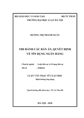 Luận văn thạc sĩ luật học thi hành các bản án quyết định về tín dụng ngân hàng