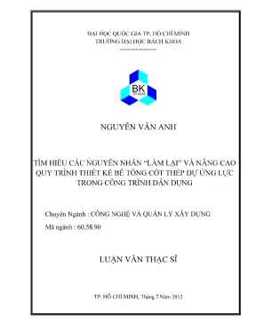Luận văn thạc sĩ quản lý xây dựng tìm hiểu các nguyên nhân làm lại và nâng cao quy trình thiết kế bê tông cốt thép dự ứng lực trong công trình dân dụng