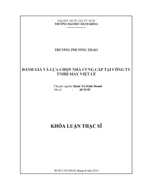 Luận văn thạc sĩ quản trị kinh doanh đánh giá và lựa chọn nhà cung cấp tại công ty tnhh may việt lê