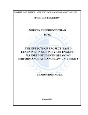 Luận văn thạc sĩ luật học ảnh hưởng của dạy học dự án đến khả năng nói của sinh viên chuyên anh năm thứ hai tại đại học luật hà nội