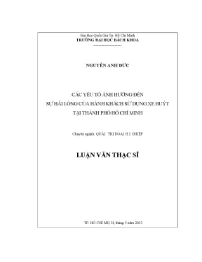 Luận văn thạc sĩ quản trị kinh doanh các yếu tố ảnh hưởng đến sự hài lòng của hành khách sử dụng xe buýt tại tp hồ chí minh