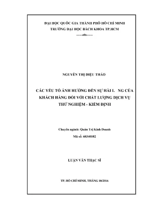Luận văn thạc sĩ quản trị kinh doanh các yếu tố ảnh hưởng đến sự hài lòng của khách hàng đối với chất lượng dịch vụ thử nghiệmkiểm định