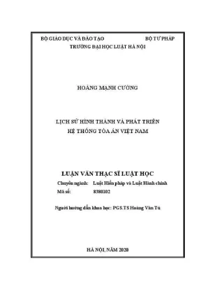 Luận văn thạc sĩ luật học lịch sử hình thành và phát triển hệ thống toà án việt nam