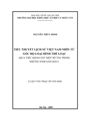 Luận văn thạc sĩ văn học tiểu thuyết lịch sử việt nam nhìn từ góc độ loại hình thể loại qua việc khảo sát một số tác phẩm những năm gần đây