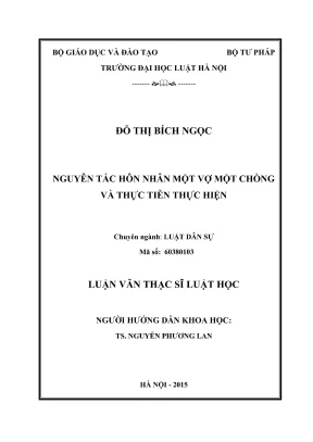 Luận văn thạc sĩ luật học nguyên tắc hôn nhân một vợ một chồng và thực tiễn thực hiện