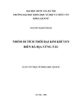Luận văn thạc sĩ lịch sử nhóm di tích thời đại kim khí ven biển tỉnh bà rịa vũng tàu
