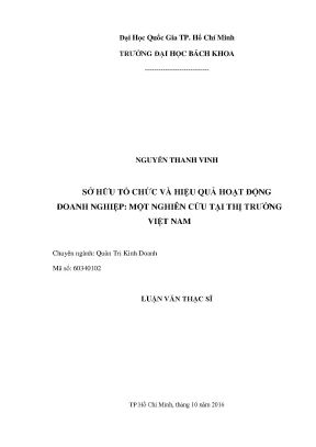 Luận văn thạc sĩ quản trị kinh doanh sở hữu tổ chức và hiệu quả hoạt động doanh nghiệp một nghiên cứu tại thị trường việt nam