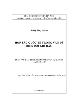 Luận văn thạc sĩ quan hệ quốc tế hợp tác quốc tế trong vấn đề biến đổi khí hậu