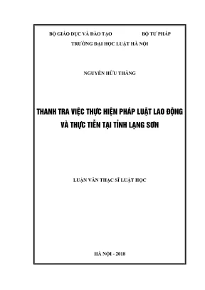 Luận văn thạc sĩ luật học thanh tra việc thực hiện pháp luật lao động và thực tiễn tại tỉnh lạng sơn