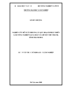 Luận văn thạc sĩ khoa học lâm nghiệp nghiên cứu đề xuất phương án quy hoạch phát triển lâm nông nghiệp tại xã hải vân huyện như thanh tỉnh thanh hoá