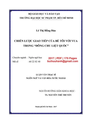 Luận văn thạc sĩ ngôn ngữ và văn hóa nước ngoài chiến lược giao tiếp của bề tôi với vu trong