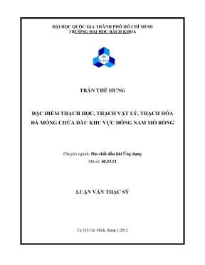 Luận văn thạc sĩ địa chất dầu khí ứng dụng đặc điểm thạch học thạch vật lý thạch đá móng chứa dầu khu vực đông nam mỏ rồng