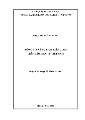 Luận văn thạc sĩ báo chí thông tin về du lịch kiên giang trên báo điện tử việt nam