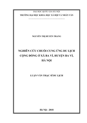 Luận văn thạc sĩ du lịch nghiên cứu chuỗi cung ứng du lịch cộng đồng ở xã ba vì huyện ba vì hà nội