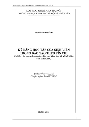 Luận văn thạc sĩ tâm lý học kỹ năng học tập của sinh viên trong đào tạo theo tín chỉ nghiên cứu trường hợp trường đhkhxhnv đhqg hà nội