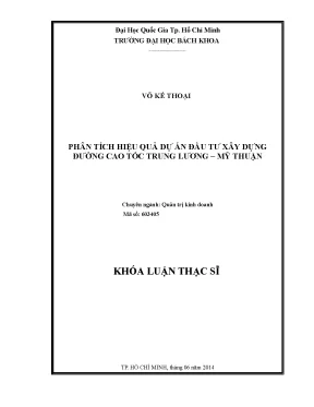 Luận văn thạc sĩ quản trị kinh doanh phân tích hiệu quả dự án đầu tư xây dựng đường cao tốc trung lương mỹ thuận