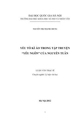 Luận văn thạc sĩ lý luận văn học yếu tố kỳ ảo trong tập truyện yêu ngôn của nguyễn tuân