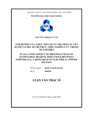 Luận văn thạc sĩ quản trị kinh doanh ảnh hưởng của thực tiễn quản trị nhân sự lên hành vi chia sẻ tri thức một nghiên cứu trong ngành điện