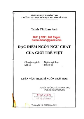 Luận văn thạc sĩ ngôn ngữ học đặc điểm ngôn ngữ chát của giới trẻ việt