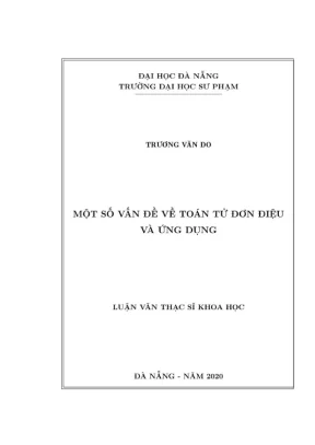 Luận văn thạc sĩ khoa học một số vấn đề về toán tử đơn điệu và ứng dụng