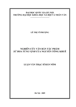 Luận văn thạc sĩ hán nôm nghiên cứu văn bản tác phẩm sứ hoa tùng vịnh của nguyễn tông khuê