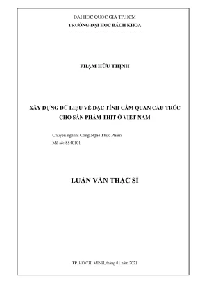 Luận văn thạc sĩ công nghệ thực phẩm xây dựng dữ liệu về đặc tính cảm quan cấu trúc cho sản phẩm thịt ở việt nam
