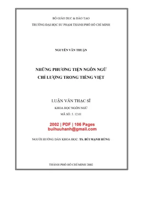 Luận văn thạc sĩ khoa học ngôn ngữ những phương tiện ngôn ngữ chỉ lượng trong tiếng việt