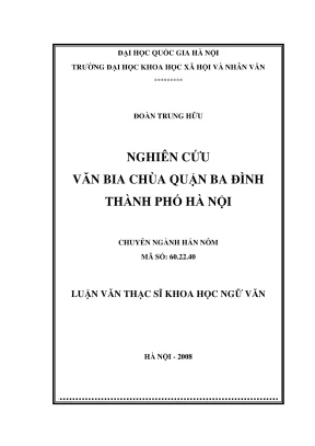 Luận văn thạc sĩ văn học nghiên cứu văn bia chùa quận ba đình thành phố hà nội