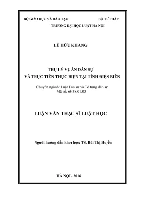 Luận văn thạc sĩ luật học thụ lý vụ án dân sự và thực tiễn thực hiện tại tỉnh điện biên