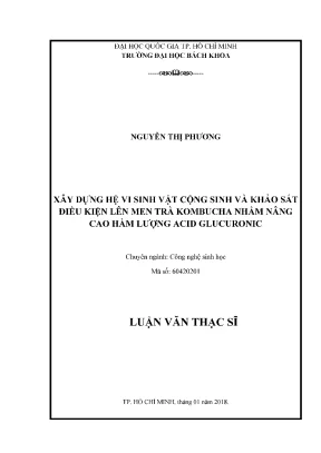 Luận văn thạc sĩ công nghệ sinh học xây dựng hệ sinh vật cộng sinh và khảo sát điều kiện lên men trà kombucha nhằm nâng cao hàm lượng acid glucuronic
