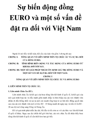Luận văn sự biến động đồng euro và một số vấn đề đặt ra đối với việt nam