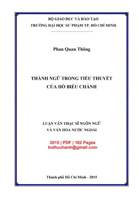 Luận văn thạc sĩ ngôn ngữ và văn hóa nước ngoài thành ngữ trong tiểu thuyết của hồ biểu chánh
