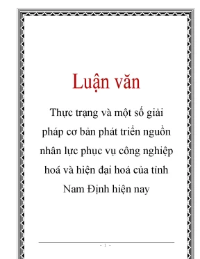 Luận văn thực trạng và một số giải pháp cơ bản phát triển nguồn nhân lực phục vụ công nghiệp hoá và hiện đại hoá của tỉnh nam định hiện nay