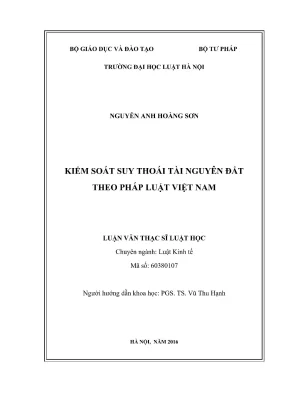 Luận văn thạc sĩ luật học kiểm soát suy thoái tài nguyên đất theo pháp luật việt nam