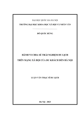 Luận văn thạc sĩ du lịch hành vi chia sẻ trải nghiệm du lịch trên mạng xã hội của du khách đến hà nội