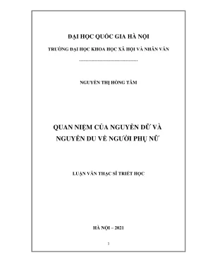 Luận văn thạc sĩ triết học quan niệm của nguyễn dữ và nguyễn du về người phụ nữ