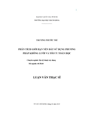 Luận văn thạc sĩ địa kỹ thuật xây dựng phân tích giới hạn nền đất sử dụng phương pháp không lưới và tối ưu toán học