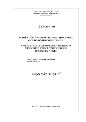 Luận văn thạc sĩ kỹ thuật cơ điện tử nghiên cứu ứng dụng tự động hóa trong việc đo độ hồi nhàu của vải