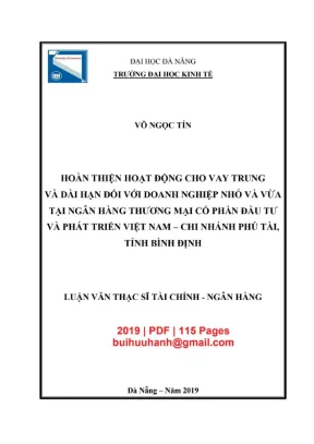 Luận văn thạc sĩ tài chính ngân hàng hoàn thiện hoạt động cho vay trung và dài hạn đối với doanh nghiệp nhỏ và vừa tại ngân hàng thương mại cổ phần đầu tư và phát triển việt nam chi nhánh phú tài tỉnh bình định