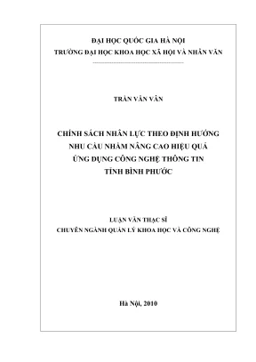 Luận văn thạc sĩ quản lý khoa học và công nghệ chính sách nhân lực theo định hướng nhu cầu nhằm nâng cao hiệu quả ứng dụng công nghệ thông tin tỉnh bình phước