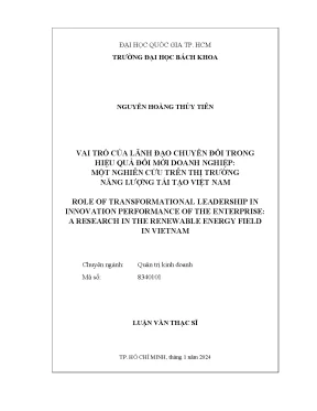 Luận văn thạc sĩ quản trị kinh doanh vai trò của lãnh đạo chuyển đổi trong hiệu quả đổi mới doanh nghiệp một nghiên cứu trên thị trường năng lượng tái tạo việt nam
