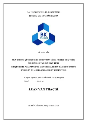 Luận văn thạc sĩ kỹ thuật điều khiển và tự động hóa quy hoạch quỹ đạo cho robot sơn công nghiệp dựa trên mô hình 3d tạo bởi máy tính