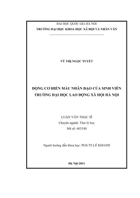 Luận văn thạc sĩ tâm lý học động cơ hiến máu nhân đạo của sinh viên trường đại học lao động xã hội hà nội