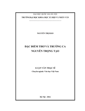 Luận văn thạc sĩ văn học đặc điểm thơ và trường ca nguyễn trọng tạo