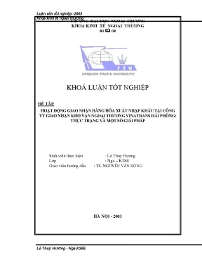 Luận văn hoạt động giao nhận hàng hóa xuất nhập khẩu tại công ty giao nhận kho vận ngoại thương vinatrans hải phòng thực trạng và một số giải pháp