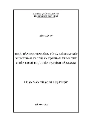 Luận văn thạc sĩ luật học thực hành quyền công tố và kiểm sát xét xử sơ thẩm các vụ án tội phạm về ma tuý trên cơ sở thực tiễn tại tỉnh hà giang