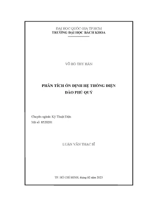 Luận văn thạc sĩ kỹ thuật điện phân tích ổn định hệ thống điện đảo phú quý