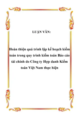 Luận văn hoàn thiện quá trình lập kế hoạch kiểm toán trong quy trình kiểm toán báo cáo tài chính do công ty hợp danh kiểm toán việt nam thực hiện