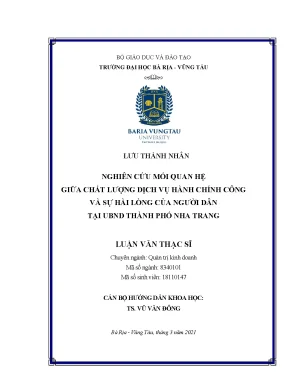 Luận văn thạc sĩ nghiên cứu mối quan hệ giữa chất lượng dịch vụ hành chính công và sự hài lòng của người dân tại ubnd thành phố nha trang