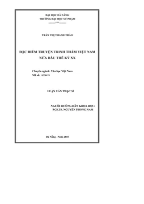 Luận văn thạc sĩ văn học việt nam đặc điểm truyện trinh thám việt nam nửa đầu thế kỷ xx
